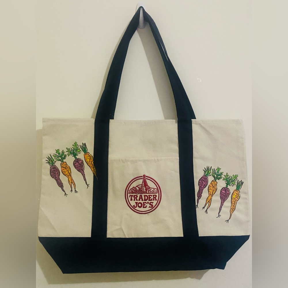 NWT Trader Joe's canvas tote with embroidery - Picture 4 of 12